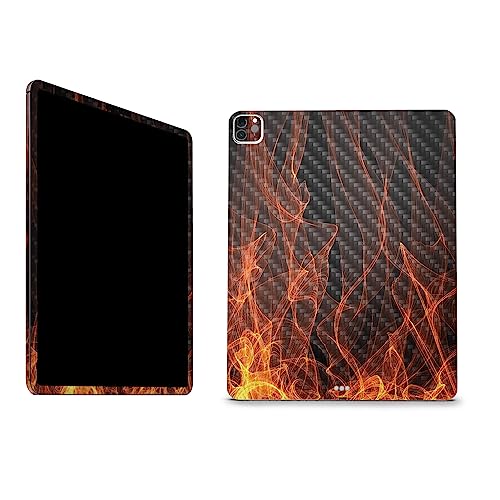 Image of MightySkins Carbon Fiber Skin Compatible With Apple iPad Pro 12.9 inch M2 6th Gen (2022) Full Wrap Kit - Charcoal Flames | Protective Durable Textured Carbon Fiber Finish | Easy To Apply | Made in the USA