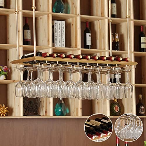Rack de casier à vin pour 18 bouteilles avec support de verres suspendus