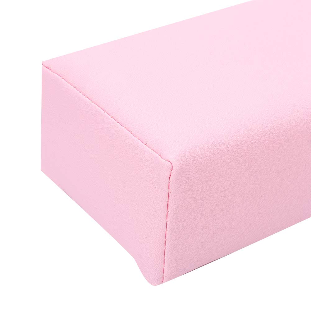 Coussin de main pour manucure - Amovible et lavable - En cuir synthétique souple - Support ergonomique pour manucure et traitement des ongles - Rose