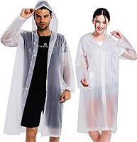 COOY 2-Pack Reusable EVA Rain Ponchos for Adults - Waterproof Raincoats for Men Women, Lightweight Tear-Resistant with Big Hood