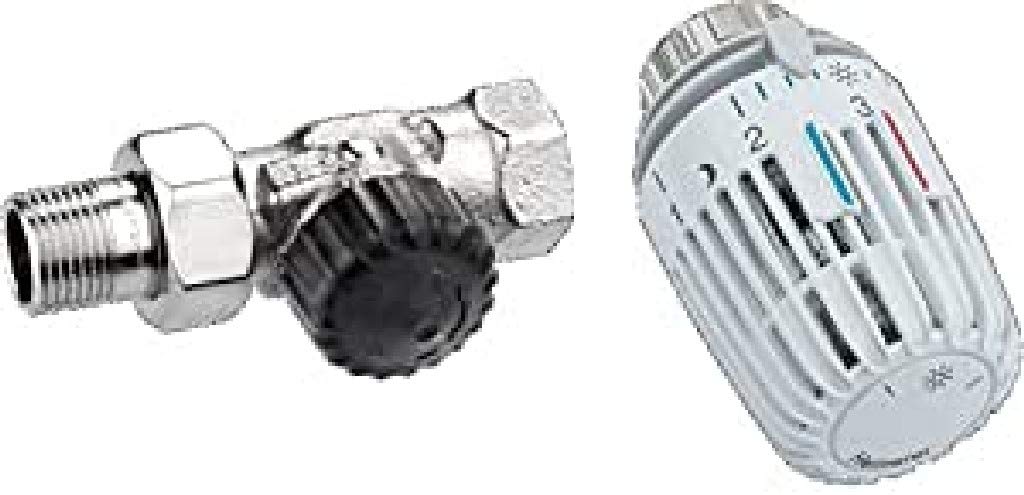 Heimeier HEIMSETD12 Thermosat Set, Ventil 2202 Durchgangsform und Kopf "K" 7000 DG, 1/2 Zoll