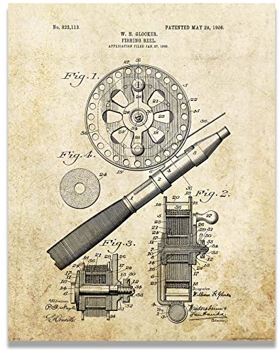 Apple Creek Trout Unlimited Fly Fishing Reel Patent Art Print 11X14 Brown Brook Rainbow Cabin Decor Pictures cover