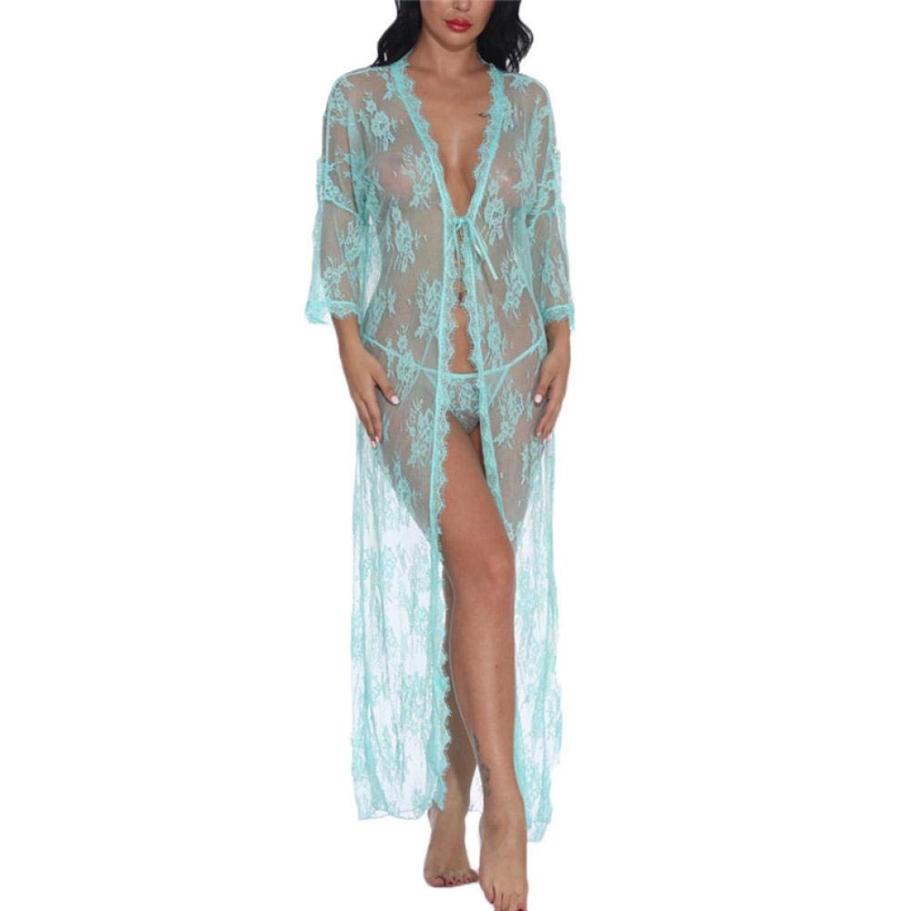 Lingerie Sexy da Donna e Body Intimo Sexy Intimo Sexy Lingerie per Donna Abito Lungo Sexy in Pizzo Abito Trasparente Kimono Trasparente (Rosso S) (Verde S)