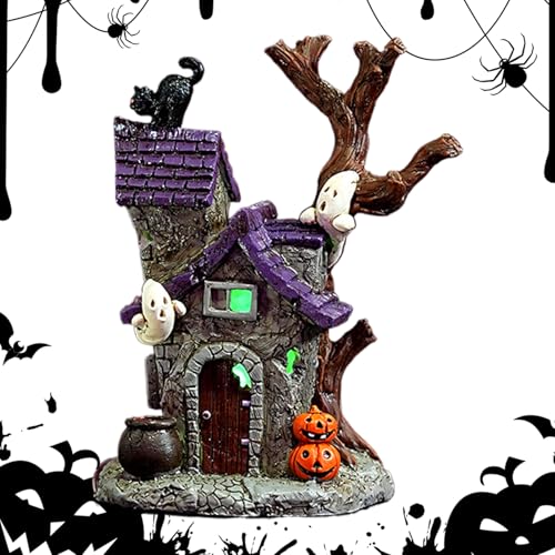 Figura de casa embrujada de terror con efecto luminoso para mesa e interior 2