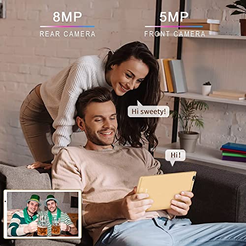 Image of 2026 Lastest Tablet 10 inch Android Tablet with 14GB RAM 128GB ROM, Octa-Core 2.0 GHz, 8000mAh Battery, 5G WiFi, BT 5.0, HD IPS Touchscreen, GMS, 5 MP + 8MP Dual Camera,Tablet with Keyboard Mouse,Gold