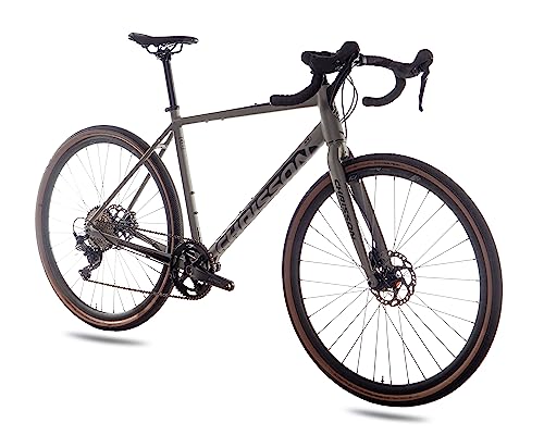 CHRISSON 28 Zoll TOP Gravelbike Unisex für Damen und Herren Gravel Road Three 2023/24 mit 11 Gang Shimano GRX 600 Grau matt 56 cm