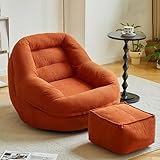 Kaminsessel Sitzsack Sofa Lazy Bodensofa Loungesessel mit Fußbank für Wohnzimmer Schlafzimmer Lesesessel Ergonomische Stütze Abnehmbarer Bezug B