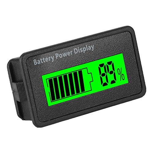 GY 6H Battery Capacity Indicator Tester Voltmeter with Reverse Connection Protection, LCD Screen with Backlit, Waterprooffor Universal Battery (Green Light)