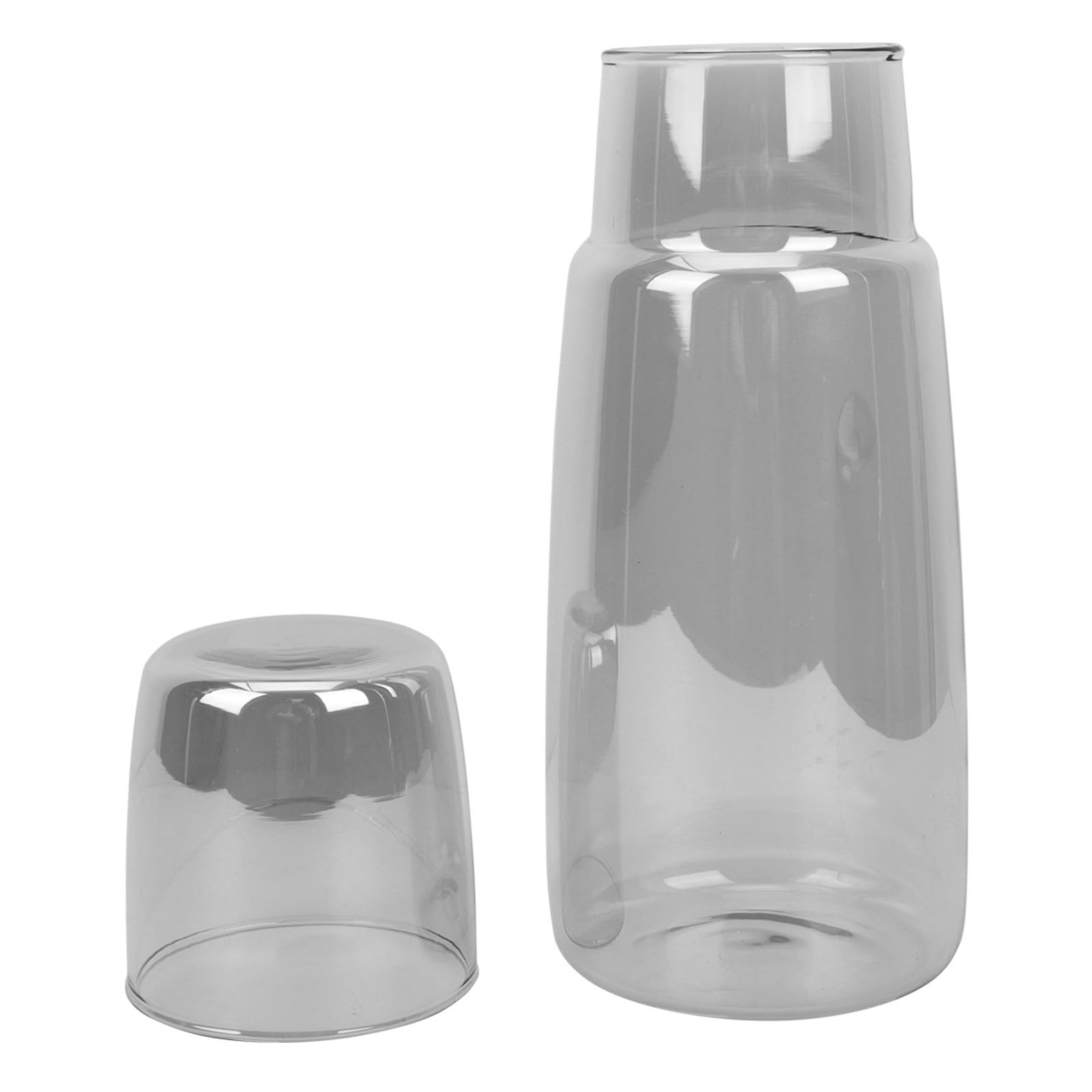 Botella de vidrio 750ml y vasos FELTECHELECTR para servir leche fresca en desayunos familiares