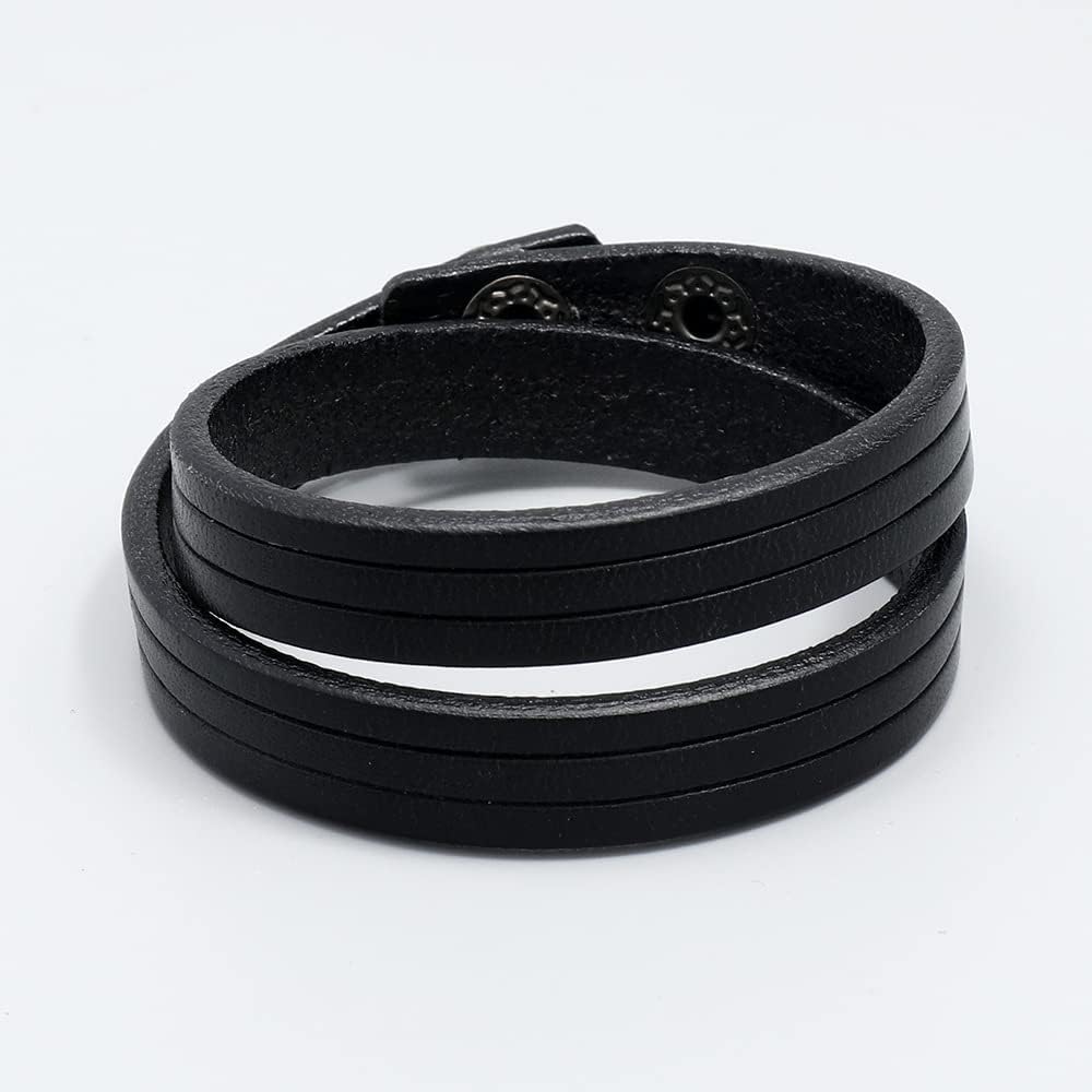 Xusamss Punk Jewelry Wristband Retro Multi Layer Leather Cuff Bracelet - Image 2