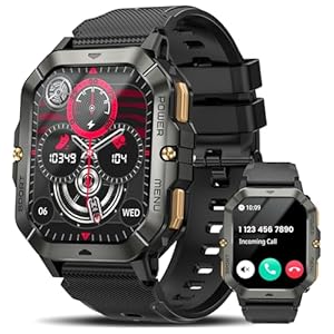 Military Smart Watches for Men (Answer/Make Calls), 2.02” Fitness Smart Watch for Android and iPhone, Waterproof Fitness Tracker with Blood Pressure/Heart Rate/Sleep/100+ Sport Modes, Watches for Men