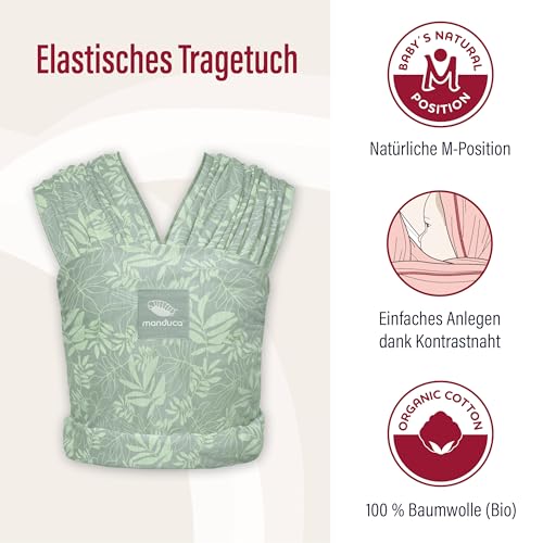 manduca Sling - Babytragetuch - Elastische Babytrage für Neugeborene von der Geburt bis zu 15 kg - Bio-Baumwolle - GOTS zertifiziert