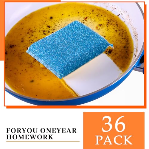 Image of Honeydak 36 Pcs Kitchen Scrubbing Sponges in 6 Colors Multipurpose Non-Scratch Scrubbing Cleaner Sponges Scouring Tool for Fast Cleaning Dishes, Pots, Pans, Sink