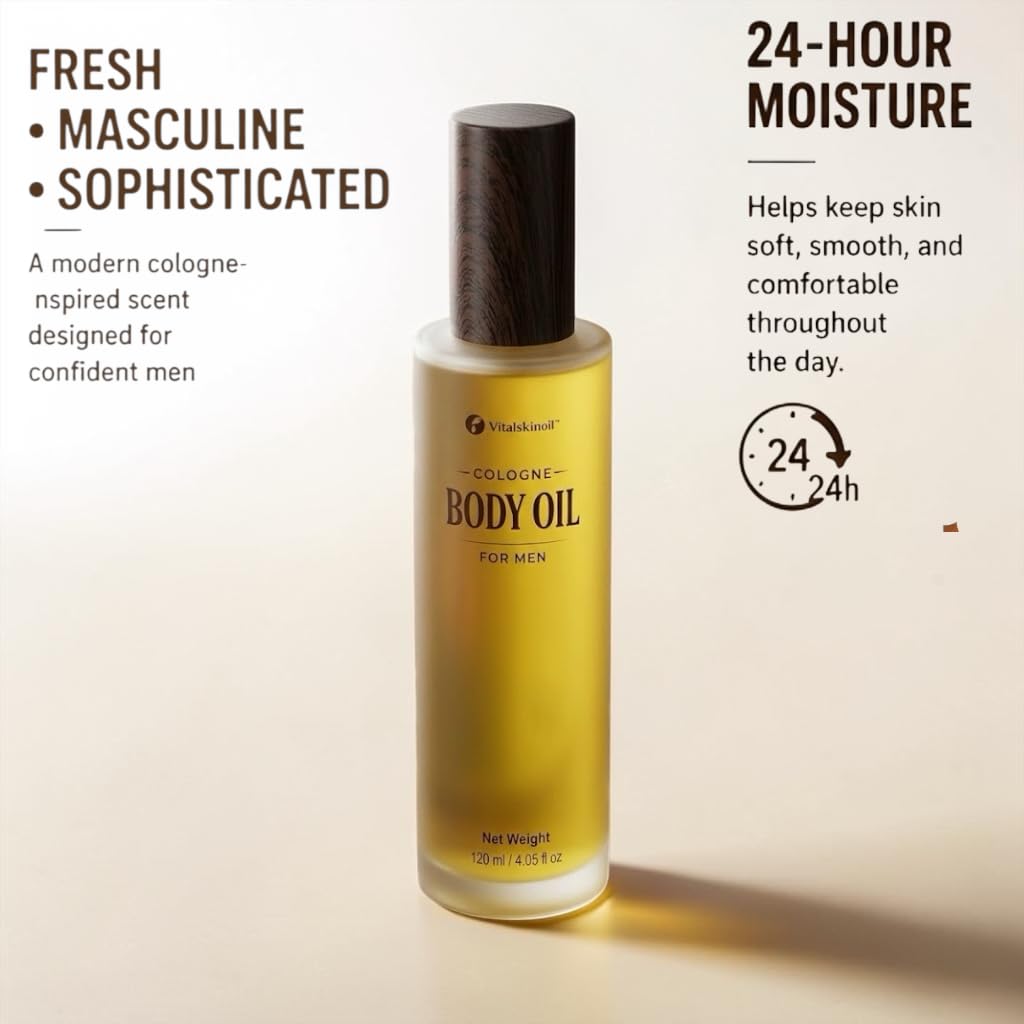 Body firming Oil for Men, Lightweight Cologne Scented with jojoba and Argan