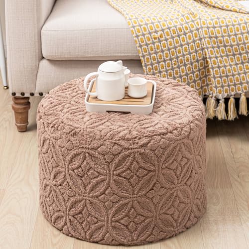Plush Multi-Functional Ottoman Pouf – Ergonomic Ottoman Foot Rest with Space-Saving Design, Perfect Under Desks, Couches & Sofas (Coffee)