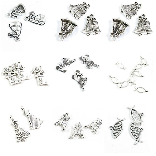 31 Pieces Antique Silver Tone Jewelry Making Charms Jesus Christian