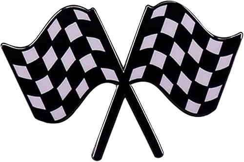 Bandera de carreras Esmalte Pin Blanco y Negro Tablero de Ajedrez Insignia Ropa Sombreros Bolsas Decoración, Metal, No es una piedra preciosa