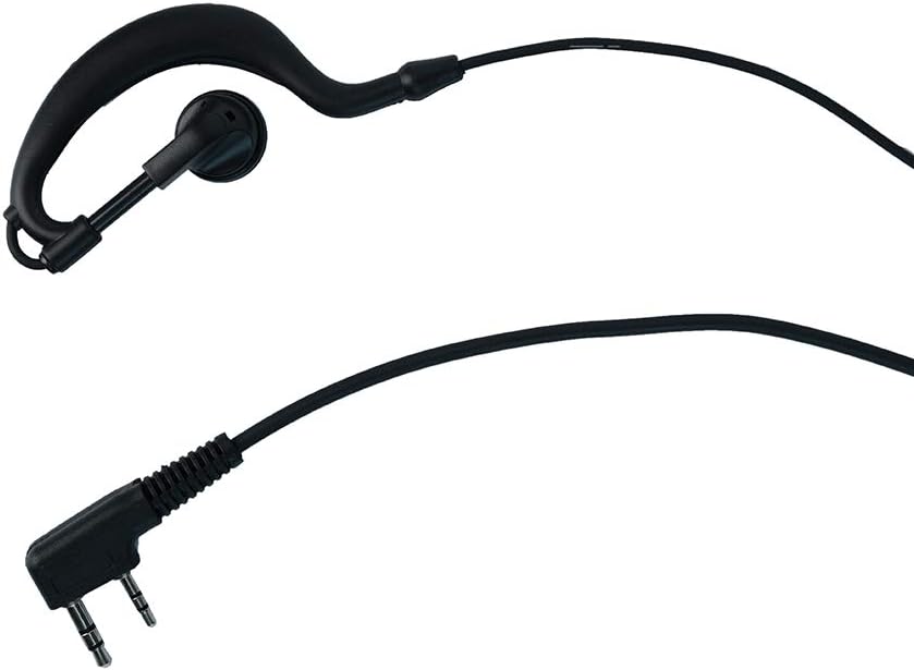 Caroo Walkie Talkies Earpiece for Kenwood G Shape Headset with PTT Mic Compatible with Baofeng UV-5R BF-888S BF-F8HP BF-F9 UV-82 UV-82HP UV-82C Kenwood Walkie Talkies Two Way Radio 2 pin(10 Pack)