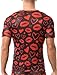 FYMNSI Men's Sheer Mesh T-Shirt Tops Sexy See-Through Short Sleeve Printed Round Neck Muscle Top Tees Pullover Party Nightclub Festival Rave Outfits Workout Gym Sports Clubwear Black, Red Lip L