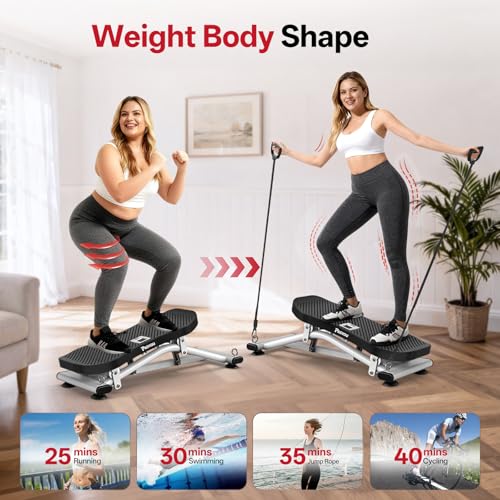 PASYOU Balance Board for Adults, Rock Stepper for Exercise at Home, Simulate Ski Machine with Resistance Band & LCD Display, 330lbs Weight Capacity, Ski Balance Trainer for Full Body by PASYOU - Image 4