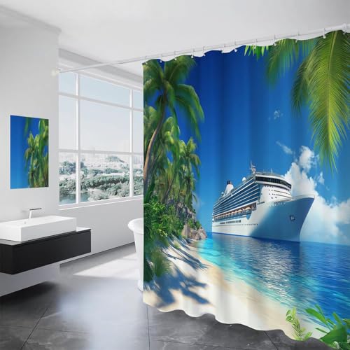 Rideau de douche palmiers en polyester de qualité supérieure 180x200 cm