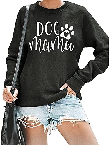 Dog Mom Sweatshirt for Women Cute Dog Paw Graphic Long Sleeve Pullover Blouse（S-2XL）