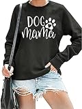 Dog Mom Sweatshirt for Women Cute Dog Paw Graphic Long Sleeve Pullover Blouse（S-2XL）
