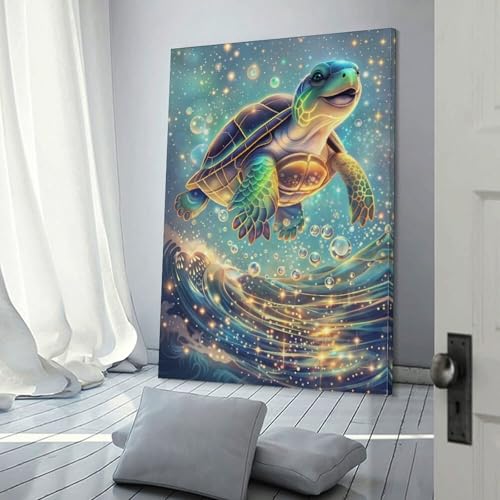 Sea Turtle in Starry Ocean impression sur toile 40x60cm pour habiller un mur vide