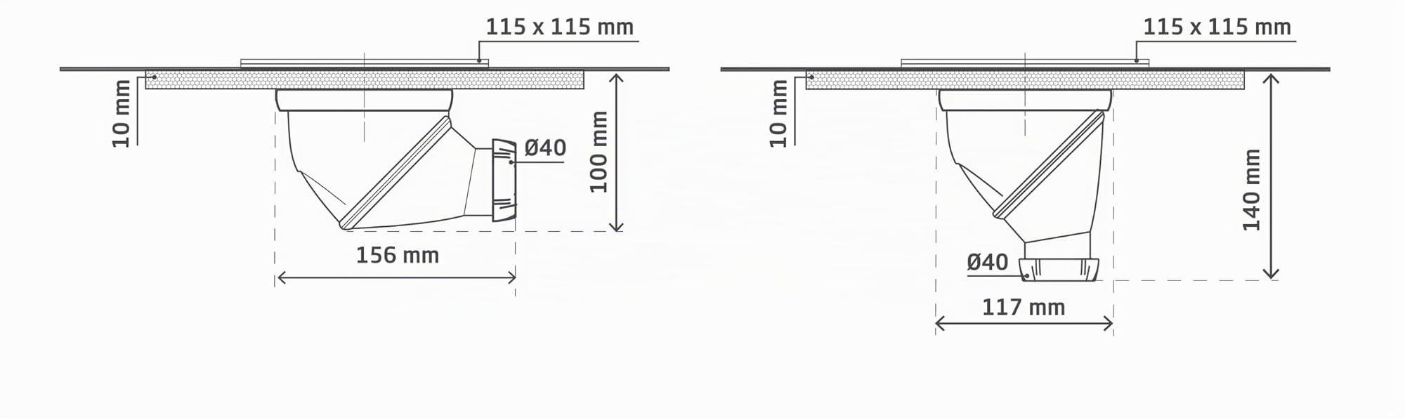 Wirquin 30723967 Bonde de Douche à Chaper Orientable James 11,5 x 11,5 cm | Grille inox brossé, sortie orientable 360°, débit 32 L/min, natte d'étanchéité pré-collée, installation facile, chromé