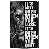 Inspirational Lion Tapestry 3x5FT, Positive Energy Aesthetic Wall Art for Office, Bedroom, Living Room, Study Room, Children's Room Decor, Motivational Quote Poster Wall Hanging