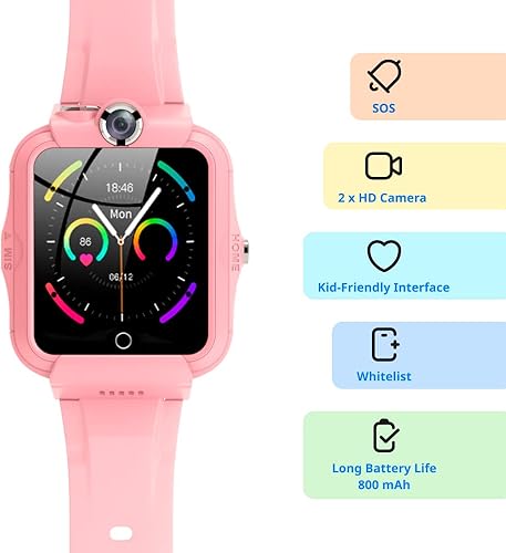 Miniatura 3 de FINDMYKIDS Pingo Track - Reloj inteligente 4G para niños y niñas teléfono para niños con rastreador GPS cámara HD SOS WiFi podómetro pantalla táctil