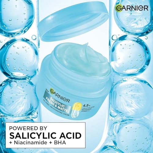 Image of Garnier Fresh & Matte Sorbet Moisturizer Cream, 4.5% of Triple Active Complex, Salicylic Acid + Niacinamide + Vitamin C, 9x Lighter Sorbet Cream, For Hydration & Oil Control, Suitable for Oily to Normal & Combination Skin, 20ml