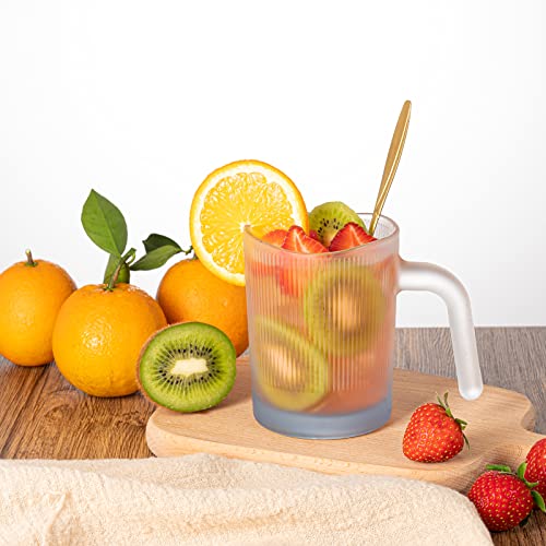 Glass Coffee Mugs Colored Glassware - 12 Oz Glass Mug With Spoon Set Of 4 - Colored Drinking Glasses For Coffee, Juice, And Water - Lead-Free Dishwasher Safe - Ideal For Home, Office, And Café #TOP2