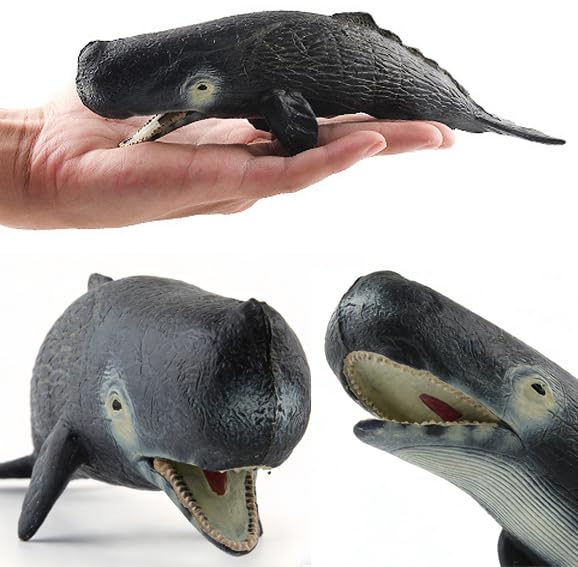 Image of SmilerSmile 8.3 inch Sperm Whale Figurine Plastic Sea Creature Toy for Toddlers | Solid PVC Action Figure, Simulation Sea Animals, Educational Ocean Animal Model, Non-toxic Safe Bath Toy for Kids