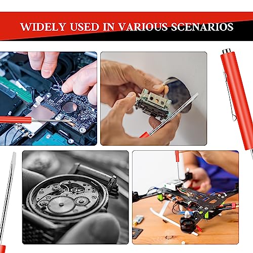 Image of 12 Pieces Pocket Screwdriver Mini Tops And magnetic pocket screwdriver with A Single Blade Head for Mechanical, Electrician (Red)