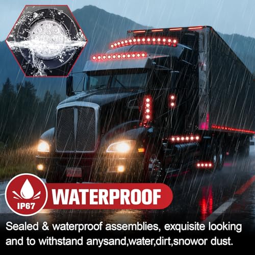 Image of 2.5 Inch 13 LED Side Marker Lights (Clear Len Red Color) | Rubber Rings