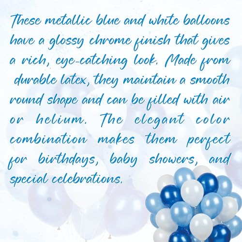 Image of Blue & White Metallic Balloon Garland Kit, Perfect for Parties, Events & Birthday Celebrations