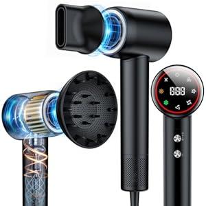 Föhn,160.000 U/min Hochgeschwindigkeits Haartrockner, 200 ionen Haartrockner verwendet für schnelles Trocknen, geräuscharme Thermocontrol Föhn mit Diffusorr & zubehör