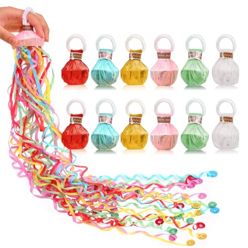 FONHREW 12 Pièces Serpentins Multicolore Lancer Serpentins D'anniversaire Bombe Serpentins Nouvel an pour Anniversaire Mariage Noël Carnaval Remise de...