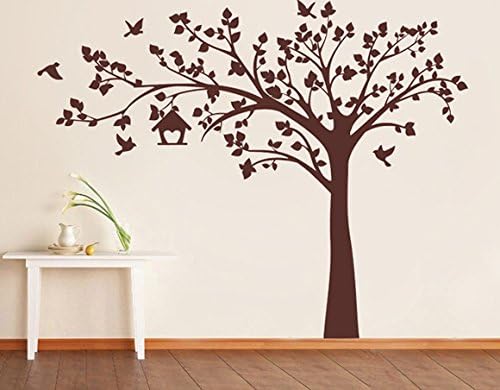 PopDecors - Big Tree with Love Birds (100" W) - Custom Beautiful Tree Wall Decals for Kids Rooms Teen Girls Boys Wallpaper Murals Sticker Wall Stickers Nursery Decor Nursery Decals