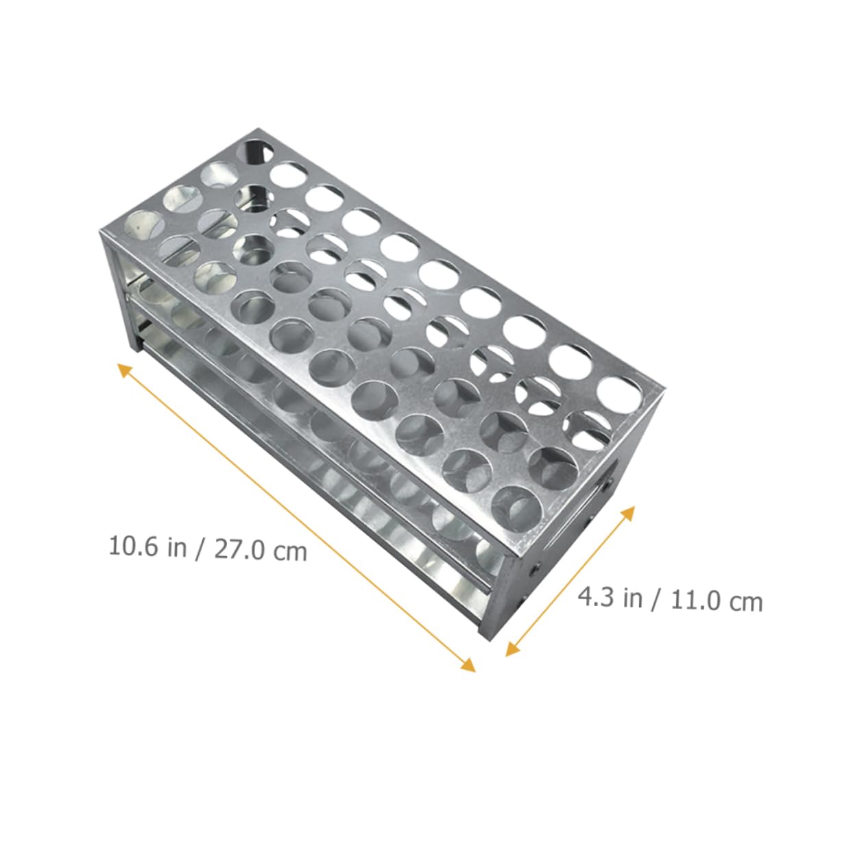 Support Surface Polie Lisse en Aluminium Argenté pour Tubes à Essai Cadre Rigide 40 Trous pour Laboratoires et Entreprises Industrielles