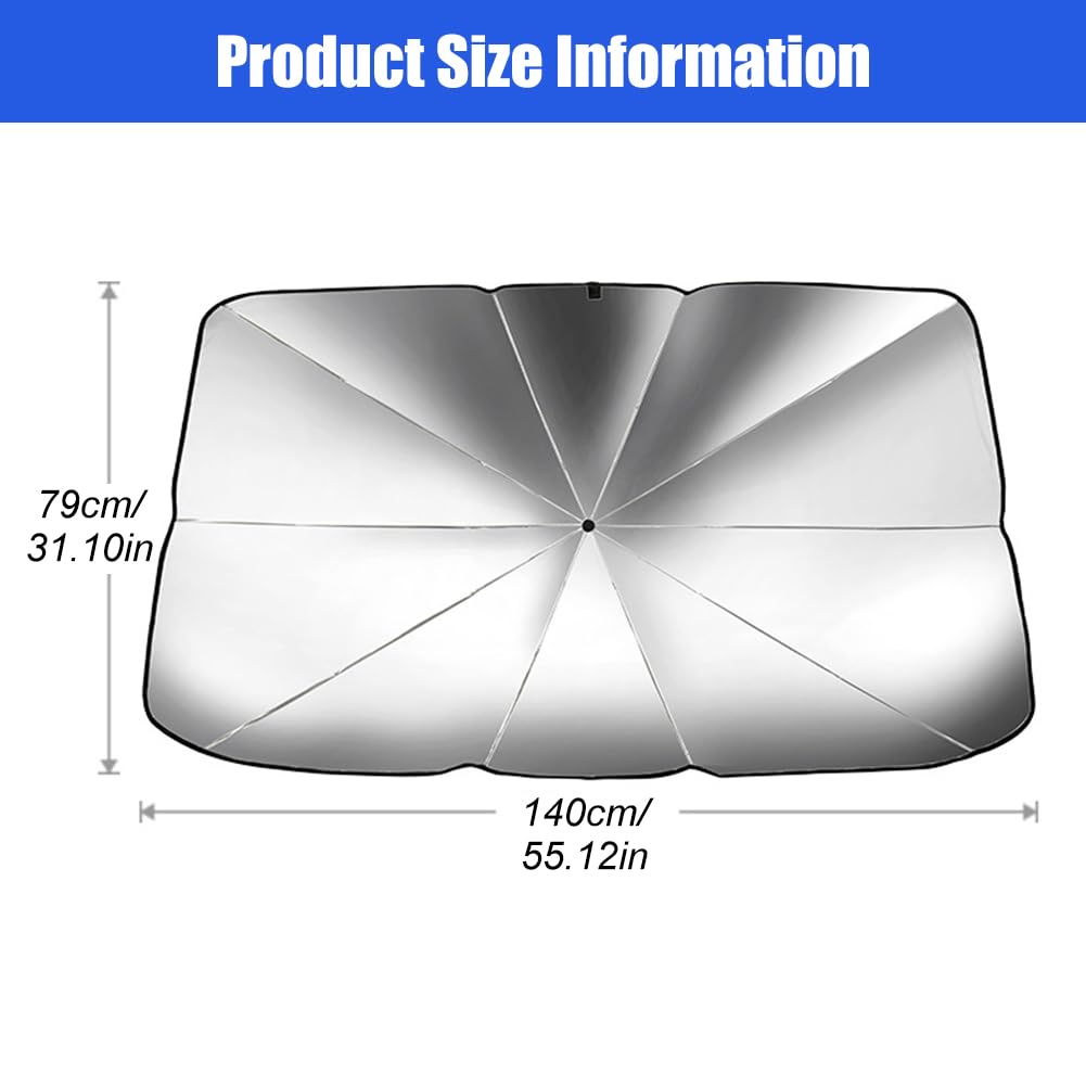 SIYOMG Parapluie Pare-Soleil Pare-Brise Voiture - Protection UV 140 X 79 Cm