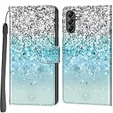 Salanheo Cover per Samsung Galaxy A14 4G / 5G, Argento e blu