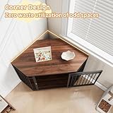 VOWNER Ecke Hundekäfig, Holz Hundebox mit abschließbarer Tür, Möbelstil Haustierbox für Zuhause, Leicht zu reinigen und platzsparende für kleine/mittlere Hunde, 110 X 66 X 60 cm, Dunkles Walnussholz