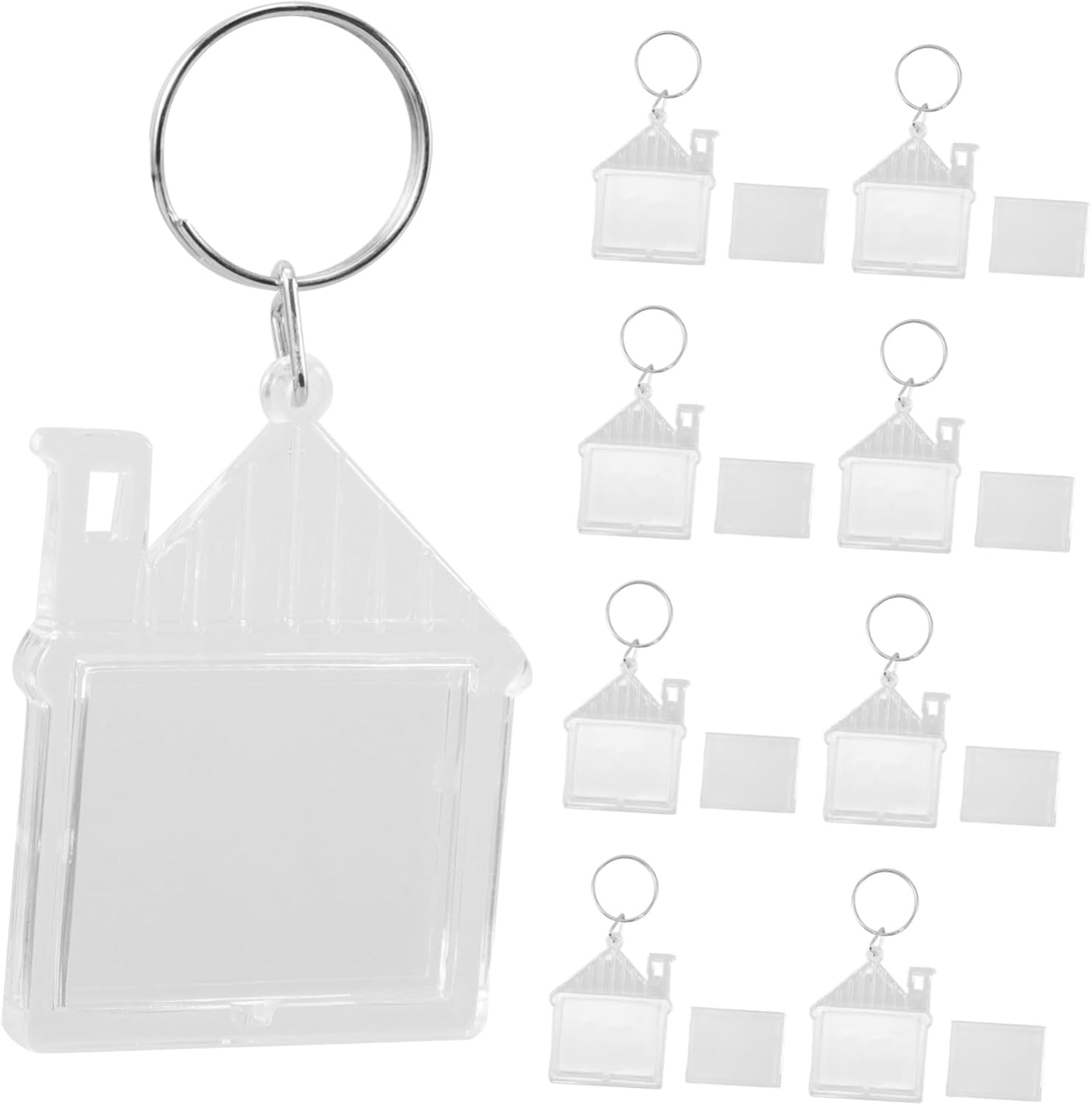 Didiseaon 100pcs Clear Acrylic Keychain Blanks Photo Frame Keyring for Crafts Lightweight Picture Holder Unique House Shape Design for