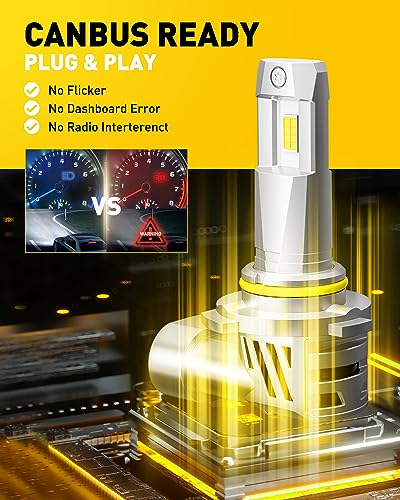 Image of AUXITO 9005 HB3 Light Bulbs, 6500K Cool White, 50000 Lumens Per Set, 900% Brighter than Halogen, 50000 Hours Lifespan, Pack of 2