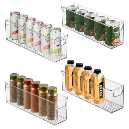 Image of iDesign Small Stackable Storage Bins with Handles for Pantry or Fridge, Set of 4, Clear, Made in USA