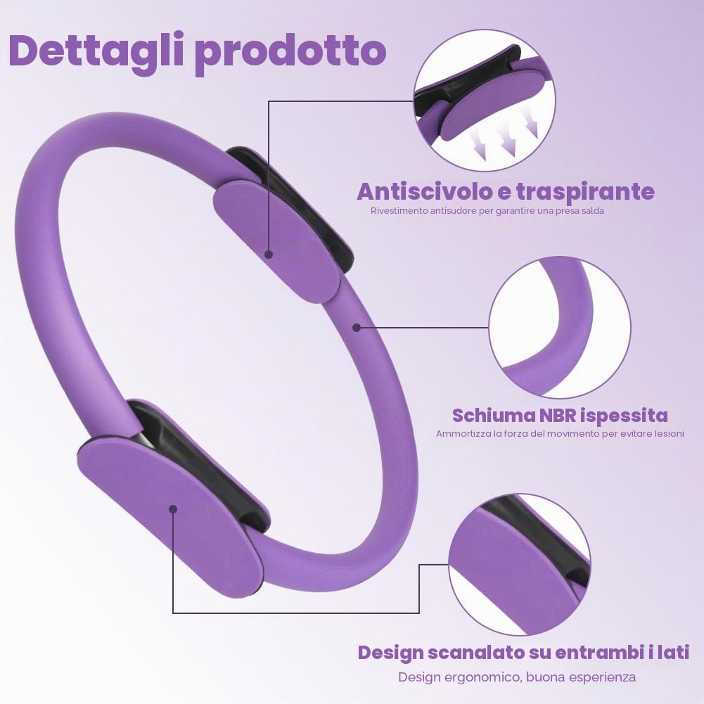 Yoga per Donne, Set di Anelli Pilates, per Casa, Yoga, Allenamento Forza e Flessibilità