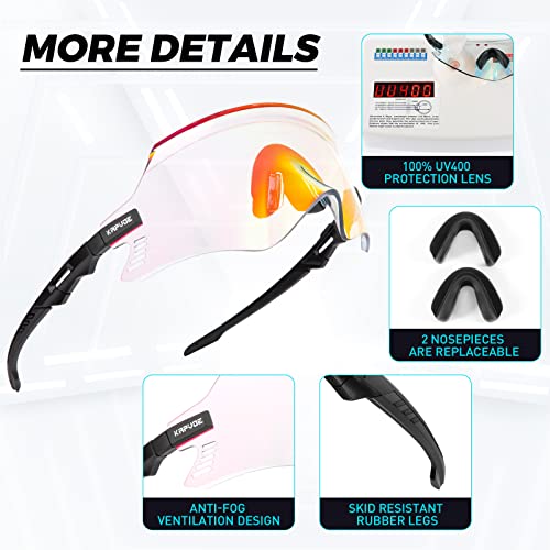 Kapvoe Photochromic Cycling Glasses Mountain Bike Goggles Men Women Mtb Glasses Bicycle Riding Glasses Clear Biking Sunglasses Cycle Glasses Motorcycle Road Bike Sunglasses Cycling Tr90 Red #TOP3