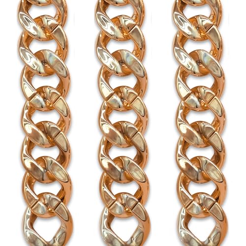 Image of SATRA TRADERS Metallic Acrylic Curb Chain | Size : 34mm | Qty : 1mtr | AC12 | Rosegold